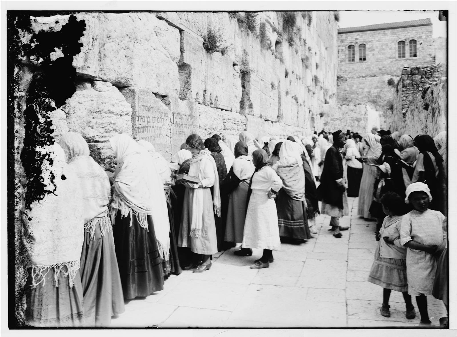 Jews praying at the Western Wall in Jerusalem in a photograph from the early 20th century.